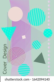 Modern design template. Abstract background in the style of Memphis.  Artistic geometric cover design. Fashionable  cover, banner, poster, booklet. Creative colors backgrounds. 