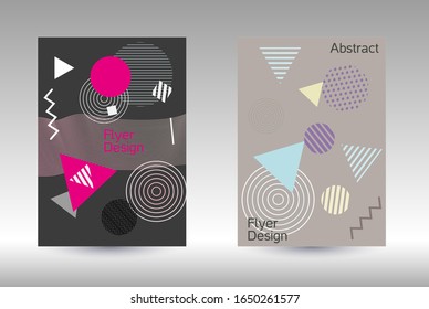 Modern design template. Abstract background in the style of Memphis.  Artistic geometric cover design. Fashionable  cover, banner, poster, booklet. Creative colors backgrounds. Vector.