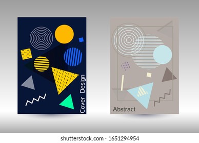 Modern design template. Abstract background in the style of Memphis.  Artistic geometric cover design. Fashionable  cover, banner, poster, booklet. Creative colors backgrounds. Vector.
