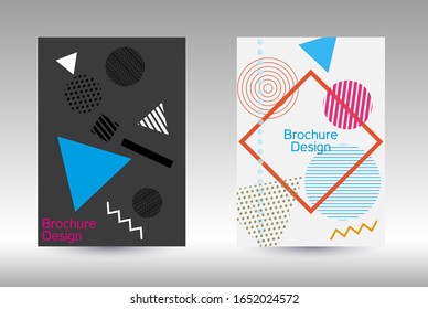 Modern design template. Abstract background in the style of Memphis.  Artistic geometric cover design. Fashionable  cover, banner, poster, booklet. Creative colors backgrounds. Vector.