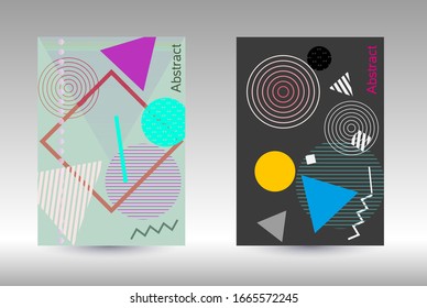 Modern design template. Abstract background in the style of Memphis.  Artistic geometric cover design. Fashionable  cover, banner, poster, booklet. Creative colors backgrounds. Vector.