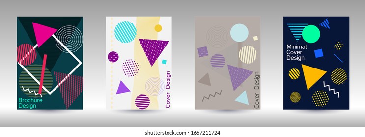 Modern design template. Abstract background in the style of Memphis.  Artistic geometric cover design. Fashionable  cover, banner, poster, booklet. Creative colors backgrounds. 