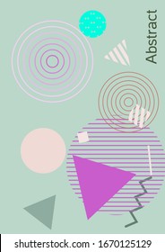 Modern design template. Abstract background in the style of Memphis.  Artistic geometric cover design. Fashionable  cover, banner, poster, booklet. Creative colors backgrounds. 