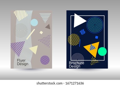 Modern design template. Abstract background in the style of Memphis.  Artistic geometric cover design. Fashionable  cover, banner, poster, booklet. Creative colors backgrounds. 