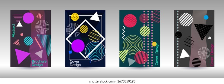 Modern design template. Abstract background in the style of Memphis.  Artistic geometric cover design. Fashionable  cover, banner, poster, booklet. Creative colors backgrounds. 
