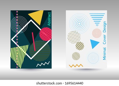Modern design template. Abstract background in the style of Memphis.  Artistic geometric cover design. Fashionable  cover, banner, poster, booklet. Creative colors backgrounds. 
