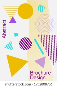 Plantilla de diseño moderna. Antecedentes abstractos al estilo de Memphis.  Diseño artístico de la cubierta geométrica. Portada de moda, pancarta, afiche, folleto. Fondos de colores creativos. Vector.
