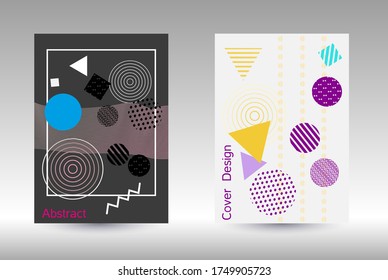 Modern design template. Abstract background in the style of Memphis.  Artistic geometric cover design. Fashionable  cover, banner, poster, booklet. Creative colors backgrounds. Vector.