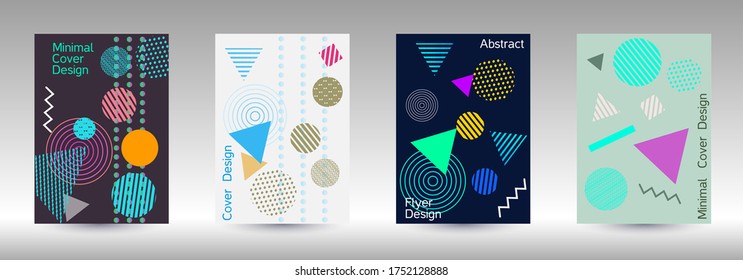 Plantilla de diseño moderna. Antecedentes abstractos al estilo de Memphis.  Diseño artístico de la cubierta geométrica. Portada de moda, pancarta, afiche, folleto. Fondos de colores creativos. Vector.
