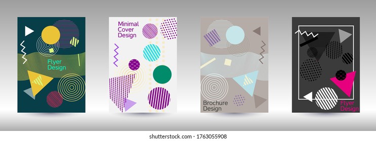 Modern design template. Abstract background in the style of Memphis.  Artistic geometric cover design. Fashionable  cover, banner, poster, booklet. Creative colors backgrounds. Vector.