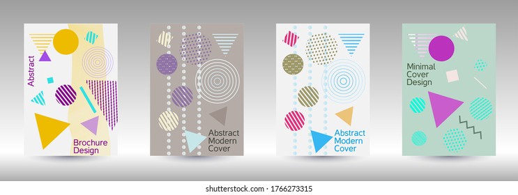 Modern design template. Abstract background in the style of Memphis.  Artistic geometric cover design. Fashionable  cover, banner, poster, booklet. Creative colors backgrounds. 
