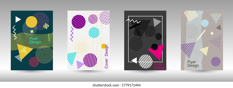 Modern design template. Abstract background in the style of Memphis.  Artistic geometric cover design. Fashionable  cover, banner, poster, booklet. Creative colors backgrounds. Vector.