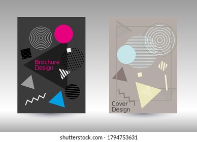 Modern design template. Abstract background in the style of Memphis.  Artistic geometric cover design. Fashionable  cover, banner, poster, booklet. Creative colors backgrounds. Vector.