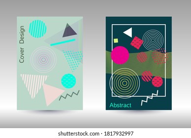 Modern design template. Abstract background in the style of Memphis.  Artistic geometric cover design. Fashionable  cover, banner, poster, booklet. Creative colors backgrounds. Vector.