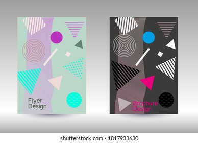 Modern design template. Abstract background in the style of Memphis.  Artistic geometric cover design. Fashionable  cover, banner, poster, booklet. Creative colors backgrounds. Vector.