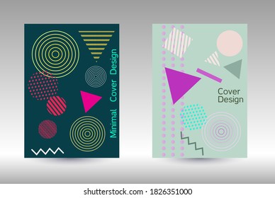 Plantilla de diseño moderna. Antecedentes abstractos al estilo de Memphis.  Diseño artístico de la cubierta geométrica. Portada de moda, pancarta, afiche, folleto. Fondos de colores creativos. Vector.