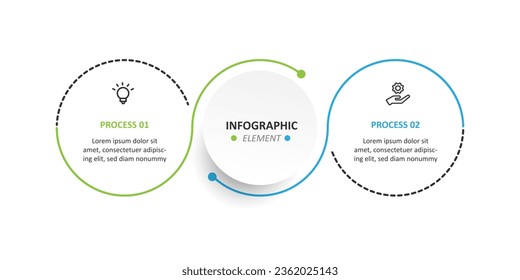 Plantilla de diseño moderna elemento de vector infográfico de negocios con dos pasos, opciones o sección s