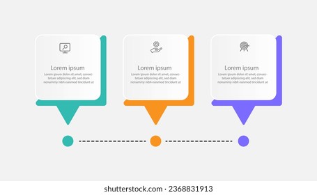 Modern design template business infographic vector element. Timeline process with icons and 3 step options or sections 