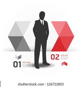 Modern Design template with business man / can be used for infographics / numbered banners / horizontal cutout lines / graphic or website layout vector