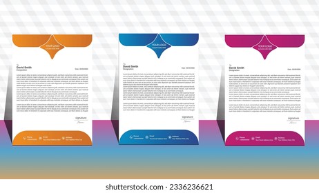 modern design template. business template. set of three letterhead. business letterhead design. corporate modern letterhead template. professional letter head design. office letterhead.