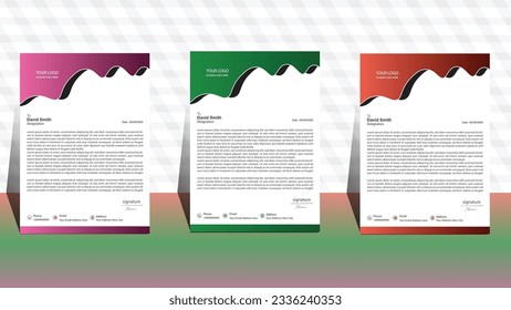 modern design template. business template. set of three letterhead. business letterhead design. corporate modern letterhead template. professional letter head design. office letterhead.