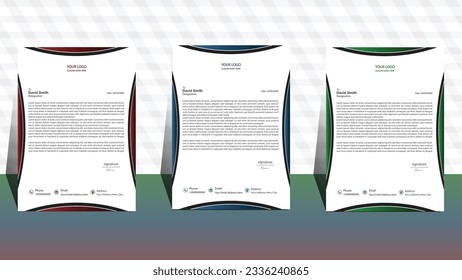 modern design template. business template. set of three letterhead. business letterhead design. corporate modern letterhead template. professional letter head design. office letterhead.