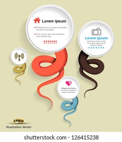 Modern Design template / can be used for info-graphics / graphic or website layout vector / Speech snake tail style / Circle white 3d style / Simply clean and clear