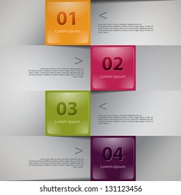 Modernes Design-Template / kann für Infografiken / nummerierte Banner / horizontale Ausschnittlinien / grafische oder Website-Layout-Vektorgrafik verwendet werden