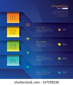 Modern Design template / can be used for infographics / numbered banners / horizontal cutout lines / graphic or website layout vector / glossy metallic design.