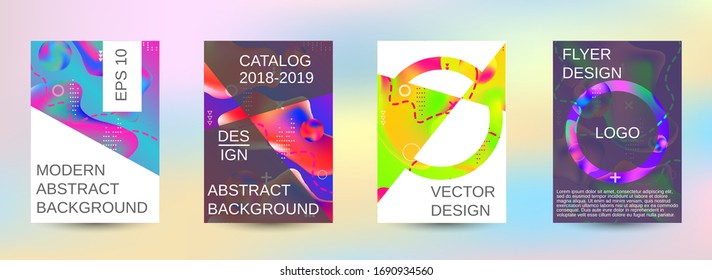 Modern design template. Creative fluid backgrounds. A set of modern abstract covers. Colorful rainbow gradient. Smooth banner template.
