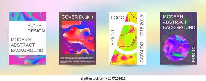 Modern design template. Creative fluid backgrounds. A set of modern abstract covers. Colorful rainbow gradient. Smooth banner template.