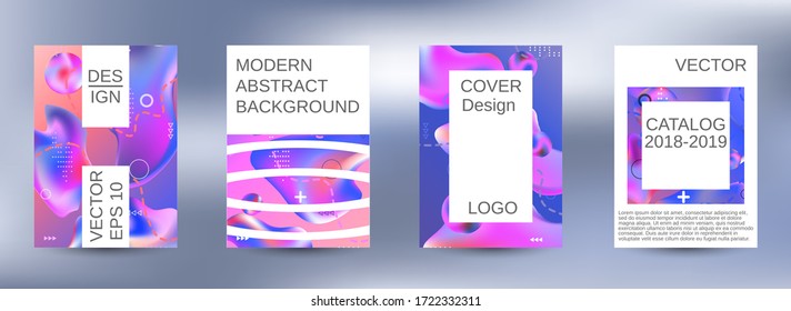 Plantilla de diseño moderna. Fondos de fluido creativo. Un conjunto de tapas abstractas modernas.  Ilustración vectorial de color blando fácil de editar. Impresión brillante.