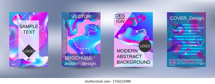 Plantilla de diseño moderna. Fondos de fluidos creativos. Un conjunto de cubiertas abstractas modernas. Gradiente cósmico vectorial creativo a la moda. Impresión brillante.