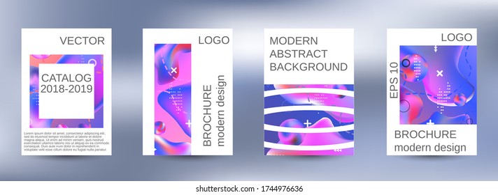 Plantilla de diseño moderna. Fondos de fluidos creativos. Un conjunto de cubiertas abstractas modernas. Gradiente arcoiris colorido. Plantilla de banner suave.