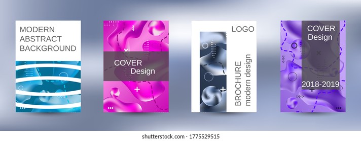 Moderne Design-Vorlage. Kreative Hintergründe aus Flüssigkeiten. Eine Reihe moderner abstrakter Cover. Trendy kreative Vektorkosmuster Farbverlauf. Helles Drucken.