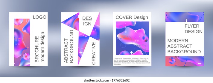Plantilla de diseño moderna. Fondos de fluidos creativos. Un conjunto de cubiertas abstractas modernas. Gradiente cósmico vectorial creativo a la moda. Impresión brillante.