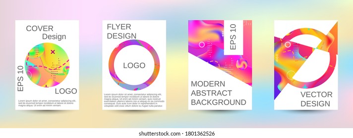 Modern design template. Creative fluid backgrounds. A set of modern abstract covers. Colorful rainbow gradient. Bright print.