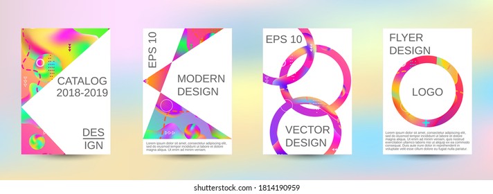 Modern design template. Creative fluid backgrounds. A set of modern abstract covers. Colorful rainbow gradient. Bright print.