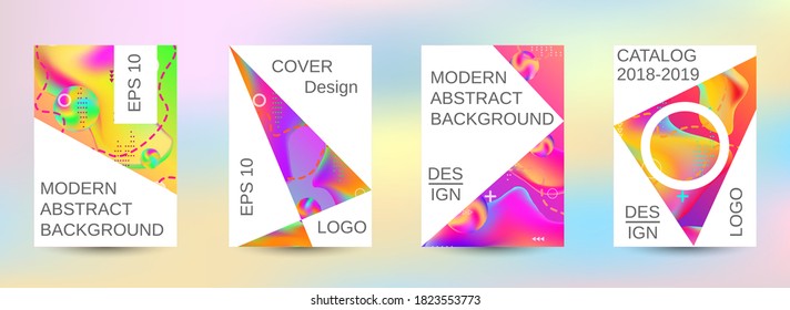 Plantilla de diseño moderna. Fondos de fluidos creativos. Un conjunto de cubiertas abstractas modernas. Gradiente arcoiris colorido. Plantilla de banner suave.