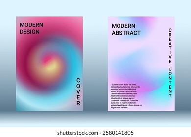 Modern design template. Creative fluid backgrounds. A set of modern abstract covers. Blurred bright colors mesh background. Bright print.