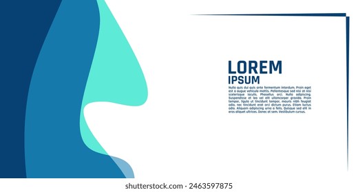 A modern design template featuring a gradient of blue tones and a white space with placeholder text, enclosed within a thin blue border. 