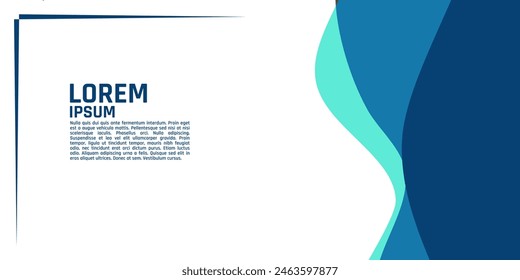 A modern design template featuring a gradient of blue tones and a white space with placeholder text, enclosed within a thin blue border. 