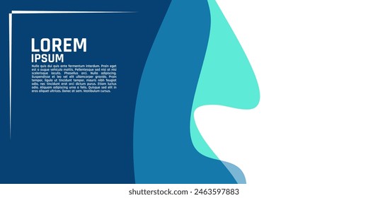 A modern design template featuring a gradient of blue tones and a white space with placeholder text, enclosed within a thin blue border. 