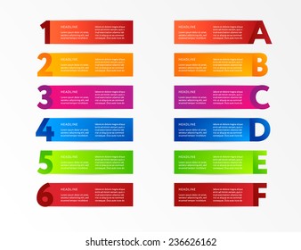 Modern Design template - fully editable / can be used for info-graphics / banners with numbers and letters / horizontal colorful cutout lines / graphic or website layout vector