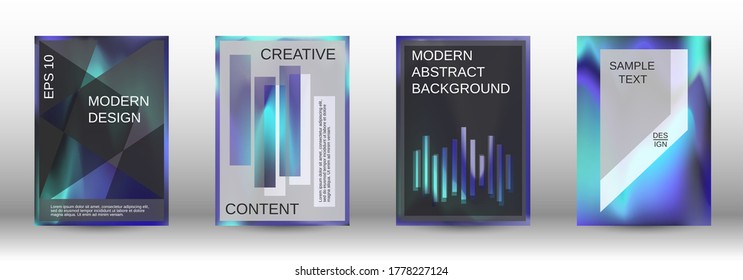 Modern design template.  Futuristic gradient set. Creative fluid backgrounds from current forms. Fashion print. Vector flat illustration.