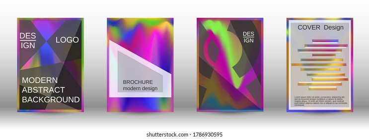 Plantilla de diseño moderna.  Conjunto de degradado futurista. Fondos de fluidos creativos de las formas actuales. Impresión de moda. Ilustración plana vectorial.