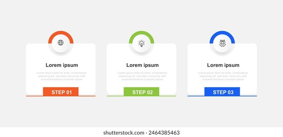 Modern design template infographic with 3 step or section can be used for workflow, presentation, business information and web graphic design 