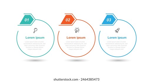 La infografía moderna de la Plantilla del diseño con 3 pasos o sección se puede utilizar para el flujo de trabajo, la presentación, la información del negocio y el Diseño gráfico del Web 