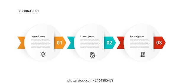 Modern design template infographic with 3 step or section can be used for workflow, presentation, business information and web graphic design 