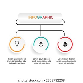 Plantilla de diseño moderna para elementos infográficos. Proceso de línea de tiempo con tres pasos, opciones o secciones. plantilla vectorial adecuada para presentación de negocios.